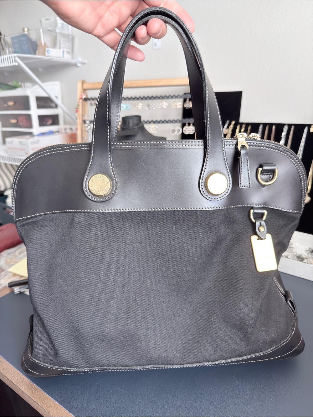 Vintage Dooney Satchel Canvas and Leather